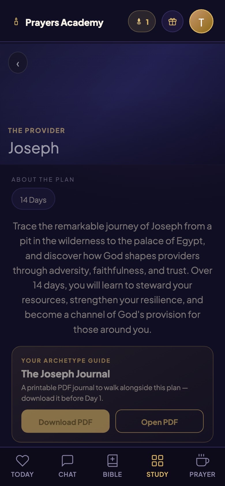 An archetype study plan with its printable journal